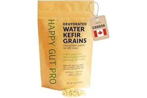 Unlimited Usage Dehydrated Water Kefir Grains by Happy Gut Pro. - Grown in Organic Specialty Sugars and Natural Spring Water 