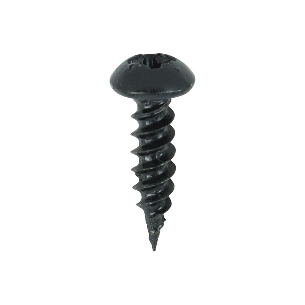 4x16mm (8x5/8) BLACK WOOD SCREW POZI SCREW ROUND HEAD BLACKJAX POZIDRIVE JAPANNED PHILLIPS HEAD SMALL STEEL SCREWS CHIPBOARD MDF CABINET FURNITURE (Pack of 20, 50, 100) (100)