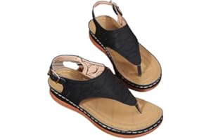 FUBLAZEZE Orthopedic Sandals for Women, Women Walking Slippers with Arch Support Anti-Slip Breathable Sandal Vintage Slip On Flip Flops Sandals Women Dressy Summer Flat