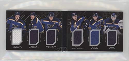 Vladimir Tarasenko; Jaden Schwartz; Alexander Steen; Kevin Shattenkirk; David Backes; Jake Allen (Hockey Card) 2015-16 UD Black - Sixes Relics Booklets #6R-BLUES