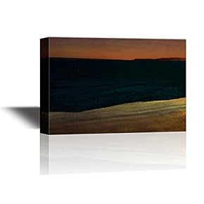 Canvas Wall Art - Abstract Landscape Black Mountains at Sunset - Gallery Wrap Modern Home Art | Ready to Hang - 12x18 inches
