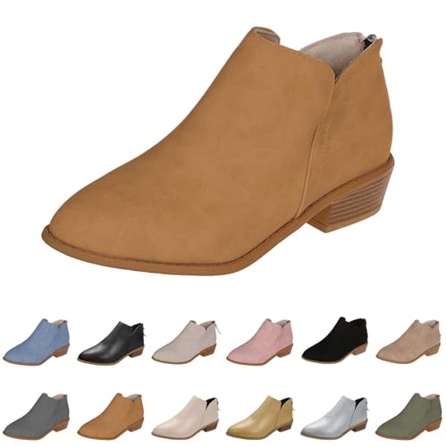 Ankle Boots For Women Uk, Fashion Suede Chelsea Boots, Ladies Leather Ankle Boot With Heeled, Low Heel Shoes Casual Short Booties