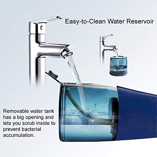 Water Dental Flosser,Anbanglin Cordless 10oz/300mL Professional Oral Irrigator, Portable and Rechargeable Waterproof with 3 Modes 4 Jet Tips Water Flossing for Home and Travel Use