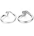 LOLIAS 2 Pcs Stainless Steel Beach Rings for Women Girls Ocean Wave Ring,Size 8