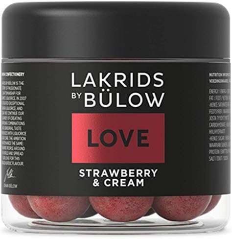Lakrids by Johan Bülow Love - Strawberry & Cream Chocolate Coated Liquorice (125g) pack of 1