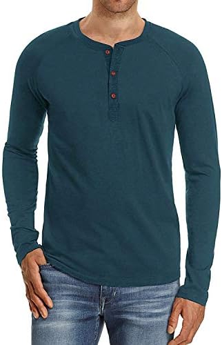 Olidarua Men's Long Sleeve T Shirts/Casual Plain Short Sleeve Henley Tee Shirt Tops