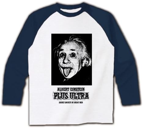 Amazon クラブティー Clubt レトロデザイン 偉人たちの秘密結社 Plus Ultra アインシュタイン ラグラン長袖tシャツ ホワイト ネイビー M ホワイト ネイビー オリジナルプリント 通販
