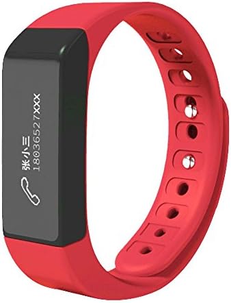 CEStore I5 Plus Ultra Light Bluetooth V4.0 Waterproof IP65 Wearable Wrist Bands Health Fitness Smart Bracelet w/Pedometer Tracking, Sleep Monitor, Sedentary Reminder, Call ID Display-Red