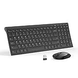 Wireless Keyboard Mouse, Jelly Comb 2.4GHz Ultra Slim Compact Full Size Rechargeable Wireless Keyboard and Mouse Combo for Laptop, Notebook, PC, Desktop, Computer, Windows OS - Black