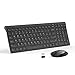 Wireless Keyboard Mouse, Jelly Comb 2.4GHz Ultra Slim Compact Full Size Rechargeable Wireless Keyboard and Mouse Combo for Laptop, Notebook, PC, Desktop, Computer, Windows OS - Black