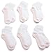 Jefferies Socks Little Girls' Sport Quarter Half Cushion 6 Pair Pack Socks, White/Pink, 7-8.5 (Shoe Size 9-1)
