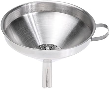 JUNERAIN Durable Stainless Steel Canning Liquid Funnel w/Removable Strainer(L)