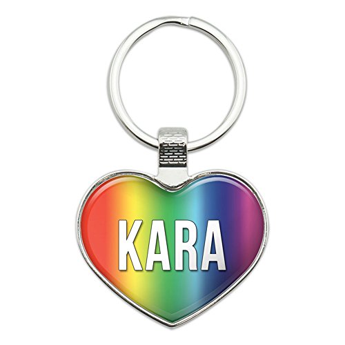 Graphics and More Metal Keychain Key Chain Ring Rainbow I Love Heart Names Female K Ka - Kara