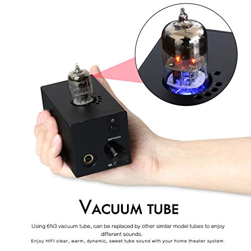 SMSL SP100 Tube Headphone Amplifier Desktop HiFi Amplifier 6N3 Tube for 6.35mm 3.5mm Headphones (Black)
