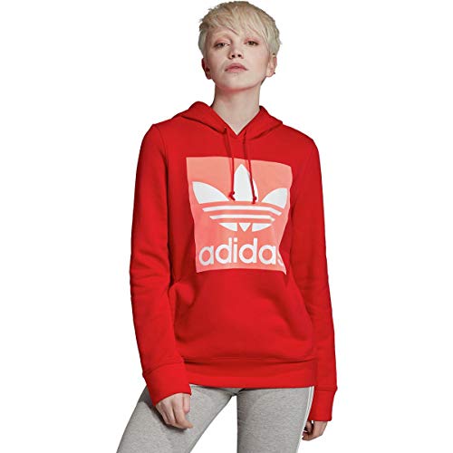adidas Originals Women's Trefoil Hooded Sweatshirt, Scarlet, X