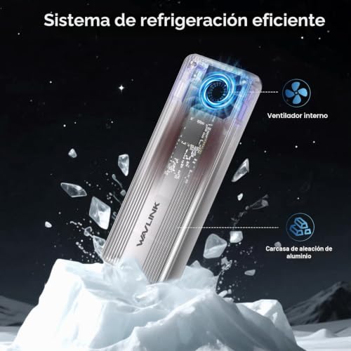 WAVLINK M.2 NVMe SSD Enclosure 80Gbps Cooling Fan Thunderbolt5/USB4 V2.0 Key B+M/M-Key NVMe 2280 SSD Mac M4 Pro