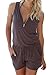 YOMISOY Womens Sexy Tank Rompers Summer Sleeveless Zipper V Neck Short Jumpsuits with Pockets