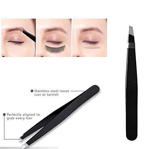 2021NEWEST SHZDMH 4-Piece Combination Tweezers Set-Black with Leather Case