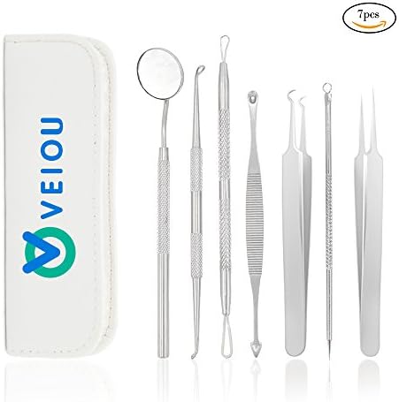 Blackhead Remover Tweezers Kit Comedones Splinter Extractor Treatment For Pimple Popping Acne Scar Blemish Whitehead Zit and Risk Free Nose Facial Skin（7 Pcs）