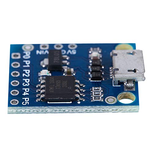 Vaorwne Attiny85 Micro-USB Development Board Module for ATtiny MC, 5V Micro USB Development Board Module Microcontroller Blue