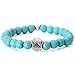 Jovivi 4pc Vintage Lava/Turquoise/Tiger Eye Stone Healing Power Crystal Dog Paw Charm Elastic Stretch Beaded Bracelets