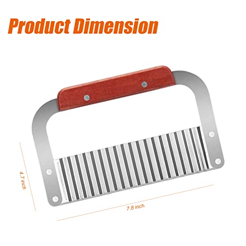 2 Pack Crinkle Cutter for Veggies - Stainless Steel Wavy Potato Chopper Knife w/Wooden Handle - Crinkle Sweet Potato French Fries Slicer Cut Tool for Chopping Carrots, Cucumber, Soap Cutting