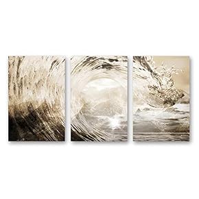 Wave Home Artwork for Living Room Bedroom x 3 Panels
