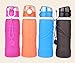 Saron Tech. Foldable Silicone Sports Water Bottle BPA Free FDA Approved 100% Food Grade Silicone, Collapsible Unbreakable Leak Proof Reusable Ice Pack 26 Oz 750ml (Orange,Purple,Blue,Brown)