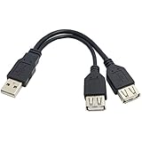 CY USB 2.0 A Male to Dual Data USB 2.0 A Female + Power Cable USB 2.0 A Female Extension Cable 20cm
