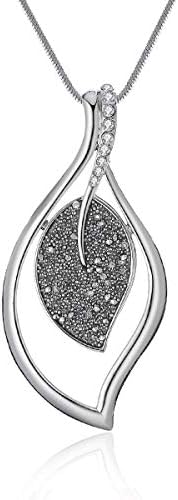 OuranCharm Pendant Necklace for Women,Gold Silver Long Chain Necklace with Black Diamond and Crystal Personalized Necklace for Best Friends