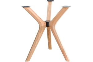 GENESIS WOODESIGN Mid Century Modern Dining Table Base Only, Pedestal Table Bases, Wooden Legs for Kitchen Tables, Glass Top Wood Top Assembly Tools Available (Glass Tabletop Anti-Slip Pads, Unfinished)