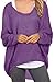 UGET Women's Oversized Baggy Tops Off Shoulder Loose Fitting Pullover Casual Blouse T-Shirt Sweater Long Batwing Sleeve Medium Purple