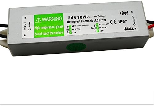 AC 90-250V to DC 24V 10W Led Driver Waterproof IP67 Power Supply Lighting Transformer for Led Strip Lights (24V 10W)