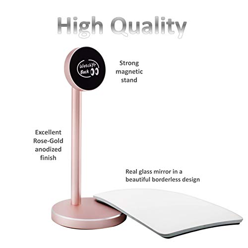 Desk and Cubicle Mirror to See Behind You, RoseGold Stand with