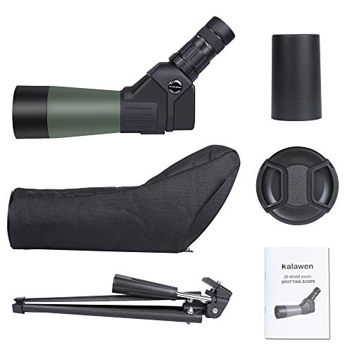 20-60x60 HD Spotting Scope with Tripod, Optics Zoom 57-120Ft/1000Yds BAK4 Angled Spotting Scope for Target Shooting,Hunting,Bird Watching,Wildlife Scenery