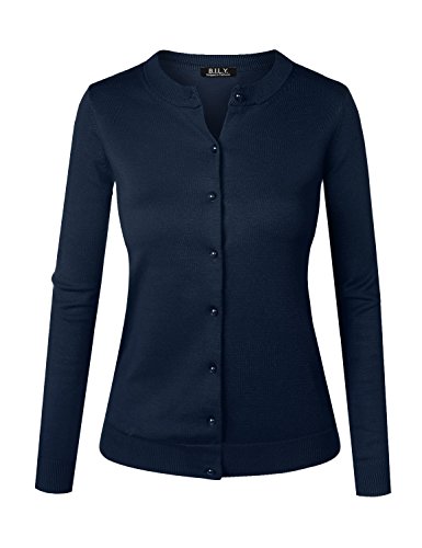 Bily women s unique button long sleeve soft knit cardig…