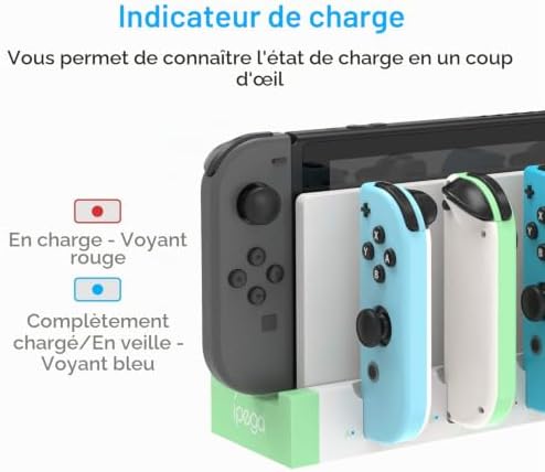 Station de Charge pour Nintendo Switch/OLED Joycon, Vert/Blanc