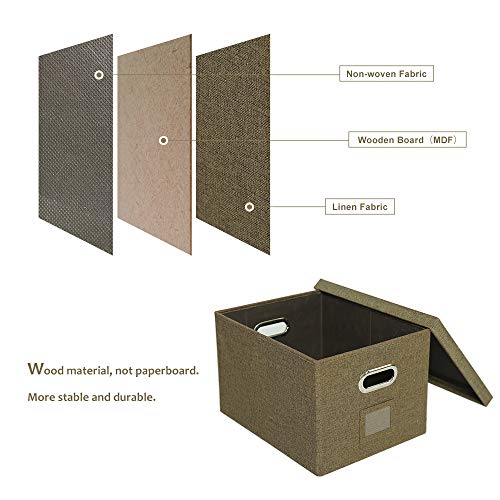 ATBAY File Storage Box with lids Large Capacity Office File Organizer for Letter Size File Folder, Brown 4PACK