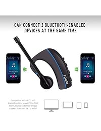 JESOT   Auriculares Bluetooth V4.1 con micrófono de cancelación de ruido para negocios oficina conducción, compatible con iPhone, Android y smartphones (negro + azul)