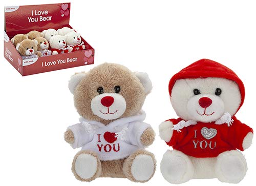 5" Cute I Love You Teddy Bear Wearing a Hoody - Only ONE of ANY colour supplied