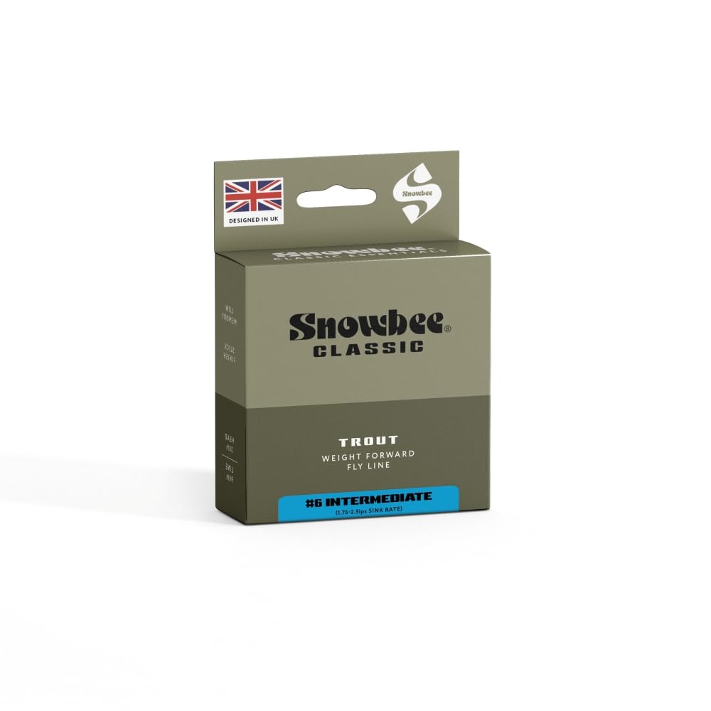 Snowbee Classic Intermediate Fly Line, Mid Blue, 90 ft, Sink Rate 1.75‑2.25 ips, WF5–WF8, Short Head Taper for Stillwater Loch & Reservoir Fishing (WF5)