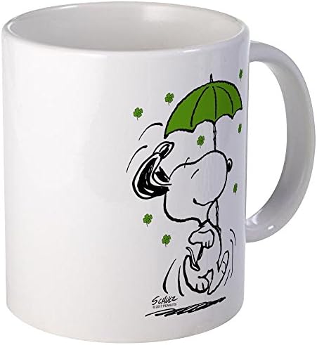 CafePress Snoopy Raining Clovers 11 oz (325 ml) Ceramic Coffee Mug