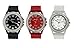 Platinum Silicone Rubber Jelly Gel Band CZ Wrist Watch Set for Men Women Girl Boy Unisex Watches (Black, White, Red)