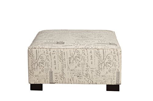 Poundex Bobkona Burton Ottoman with Script Pattern, Khaki by Poundex