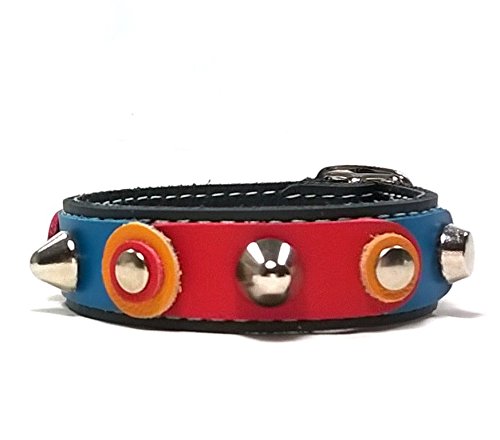 Superpipapo Matching Design Leather Bracelet with Clasp, FC Barça Barcelona Azul-Grana Blue Red Studded