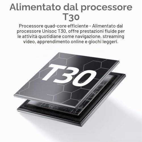 Tablet Android 15 da 10,1 pollici, 18GB RAM (6+12) 128GB ROM, T30 Octa-Core, espandibile fino a 1TB, WiFi 6, batteria da 6000mAh, display HD IPS 1280×800, GPS, Widevine L1, Tablet con Gemini AI, Nero