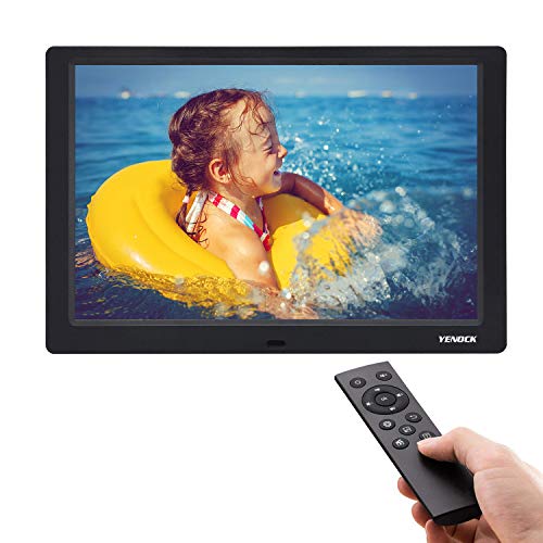 YENOCK Digital Picture Frame, 10.1 Inch IPS Screen Digital Photo Frame 1280×800 Pixels High Resolution Photo/Music/HD Video Player/Calendar/Alarm Auto On/Off Advertising Player with Remote Control