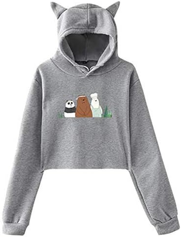 Yanmai We Bare Bears Printing Hoodie Cat's Ear Cap Long Sleeves Fashion Women