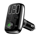 Aloxim Bluetooth FM Transmitter for Car, Wireless Radio Transmitter Adapter with Hands Free Calls, 5 V/3.4 A Dual USB Ports Car Charger for All Smartphones Audio Players