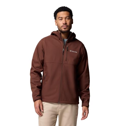 Columbia Mens Ascender II Hooded Softshell Rain Jacket, Tobacco, Small